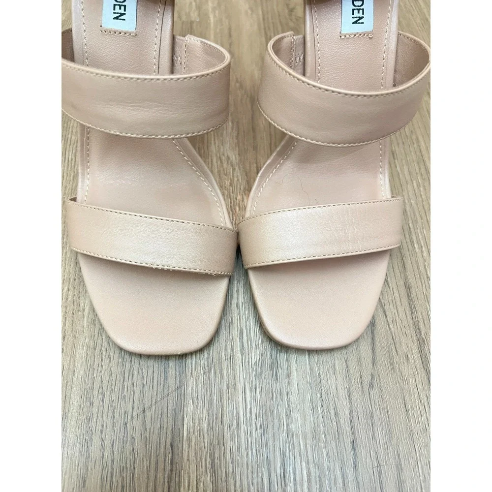 Steve Madden Jelena‎ Tan Leather Heels Size 8 Ankle Strap Stiletto